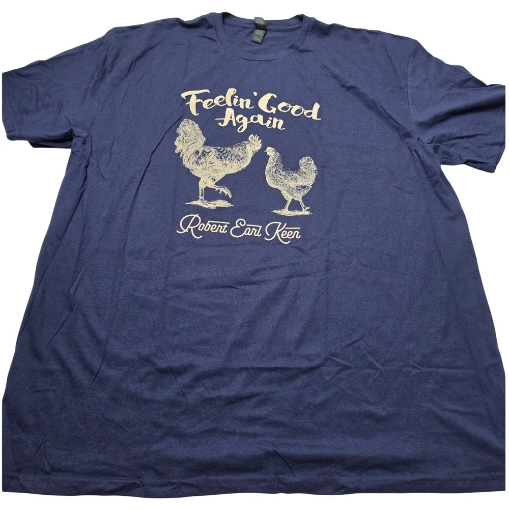 Robert Earl Keen Feelin Good Again Navy Blue T-Shirt Unisex 2XL Gildan Softstyle